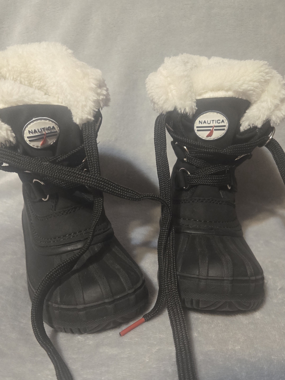 Nautica Kids Black Winter Boots with Faux Fur Collar